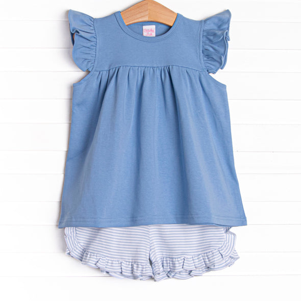 Caitlyn Pima Short Set, Light Blue Stripe