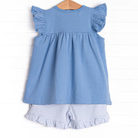 Caitlyn Pima Short Set, Light Blue Stripe