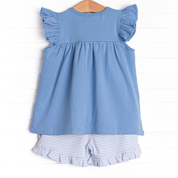 Caitlyn Pima Short Set, Light Blue Stripe