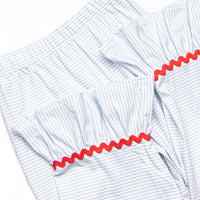 Smocked Santa Ruffle Lounge Set, Blue Stripe