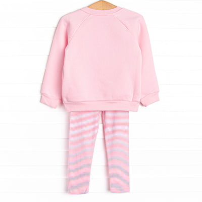 Friday Night Fleece Applique Legging Set, Pink