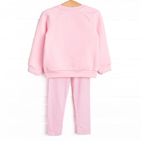 Friday Night Fleece Applique Legging Set, Pink