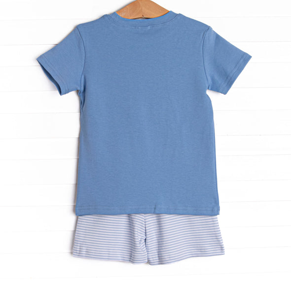 Coleman Pima Short Set, Light Blue Stripe