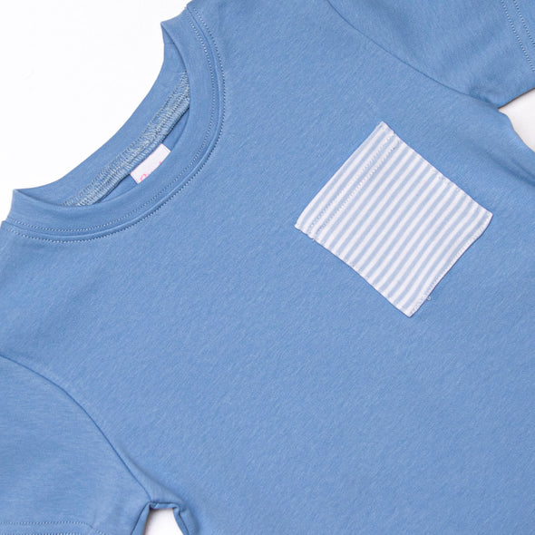 Coleman Pima Short Set, Light Blue Stripe