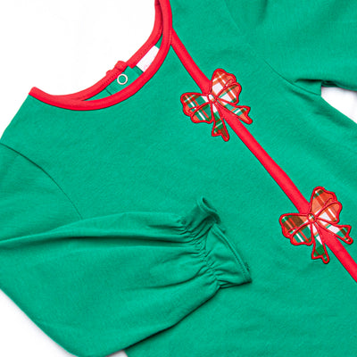 Merry Berry Bows Applique Dress, Green