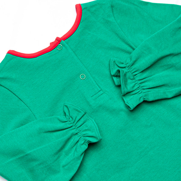 Merry Berry Bows Applique Dress, Green