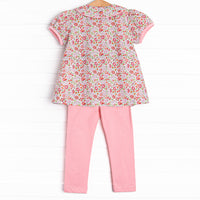 Floral Festival Smocked Legging Set, Pink