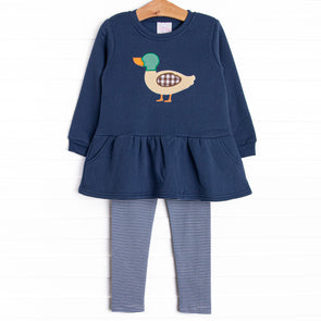 Migrating Mallard Applique Legging Set, Blue