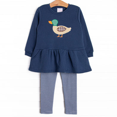 Migrating Mallard Applique Legging Set, Blue