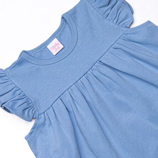 Caitlyn Pima Short Set, Light Blue Stripe