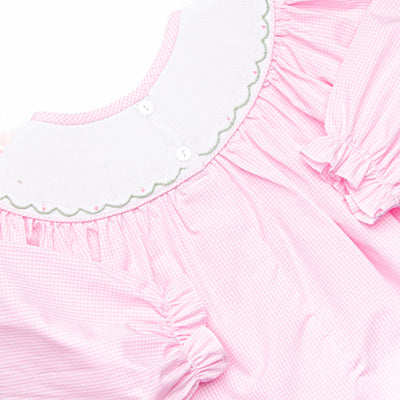 Gourd-geous Vines Smocked Bishop Dress, Pink