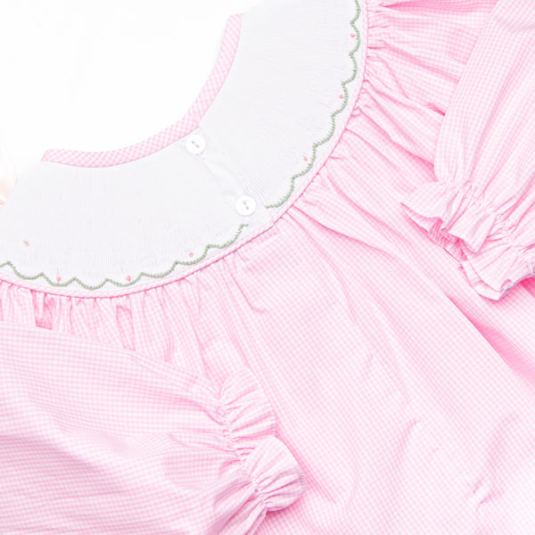 Gourd-geous Vines Smocked Bishop Dress, Pink