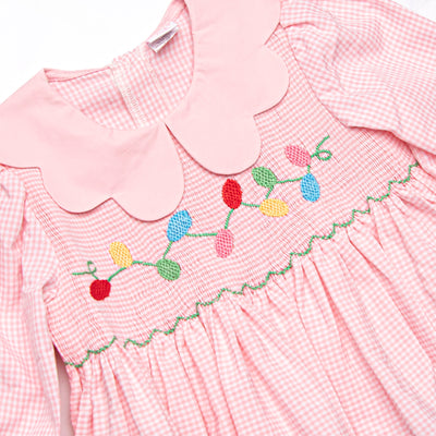 Holiday Glow Smocked Diaper Set, Pink