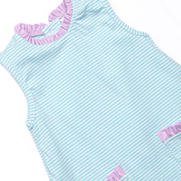Grace Pocket Dress, Purple and Aqua Stripe