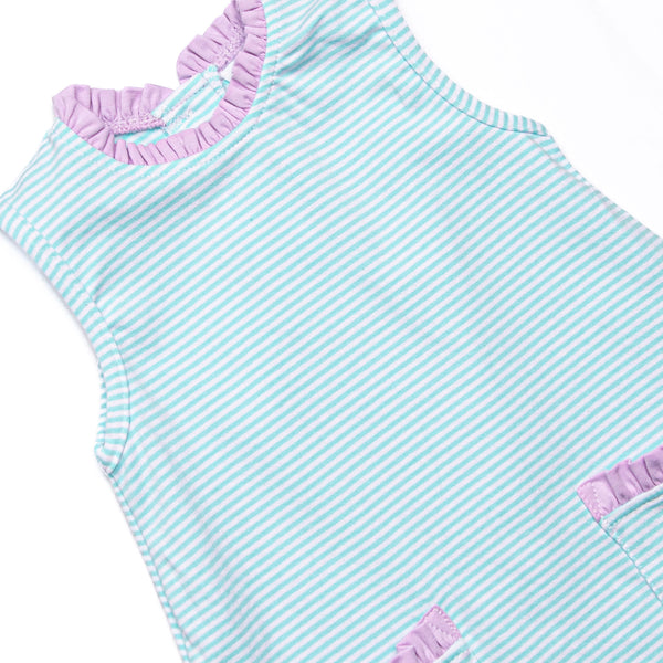Grace Pocket Dress, Purple and Aqua Stripe