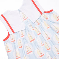 Scalloped Sails Bib Dress, Blue