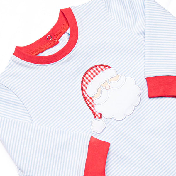 Checking It Twice Applique Romper, Blue