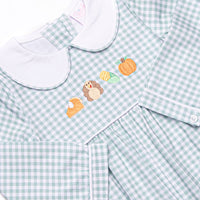 Thanksgiving Favorites Embroidered Romper, Green