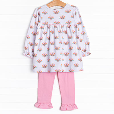 Turkey Trot Ruffle Legging Set, Pink