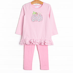 Pastel Patch Applique Legging Set, Pink