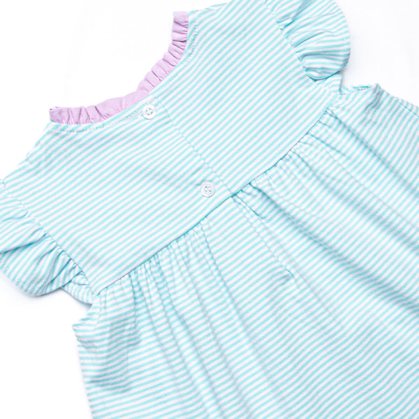 Grace Short Set, Purple and Aqua Stripe