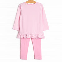 Pastel Patch Applique Legging Set, Pink