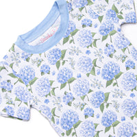 Hydrangea Blooms Bamboo Pajama Short Set, Blue