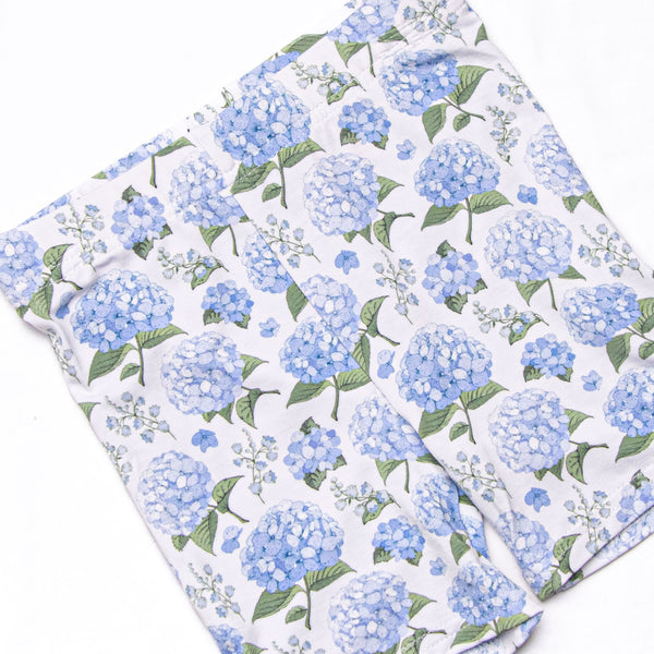 Hydrangea Blooms Bamboo Pajama Short Set, Blue
