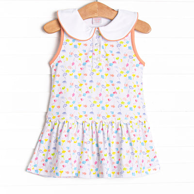 Watercolor Wildflowers Tennis Dress, Orange