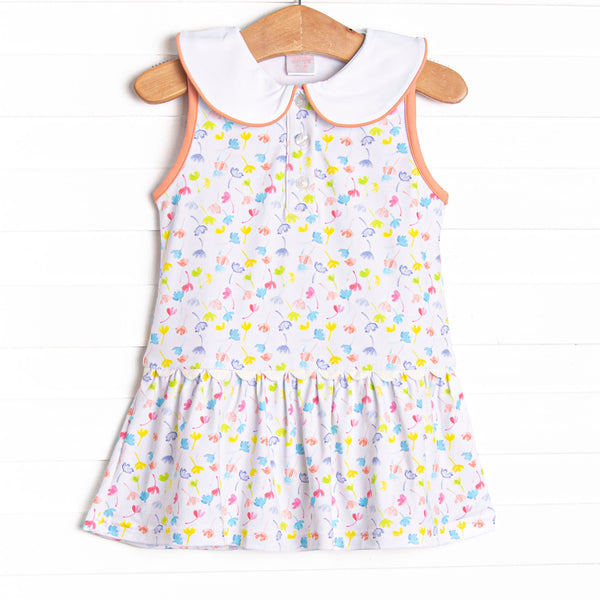 Watercolor Wildflowers Tennis Dress, Orange