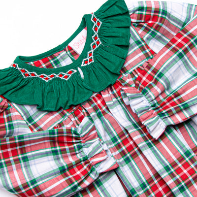 Yuletide Classic Smocked Ruffle Pant Set, Green