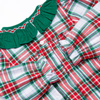 Yuletide Classic Smocked Ruffle Neck Bubble, Green