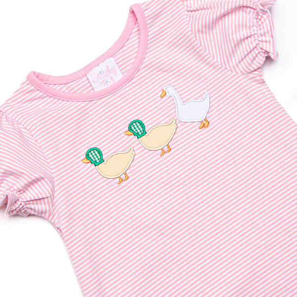 Duck, Duck, Goose Applique Bubble, Pink