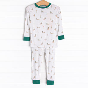 Migrating Mallard Bamboo Pajama Set, Green
