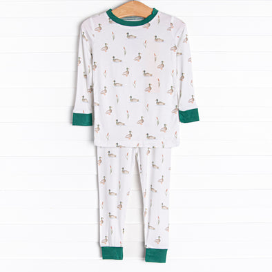 Migrating Mallard Bamboo Pajama Set, Green