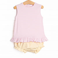 Harper Pima Diaper Set, Yellow and Pink Stripe