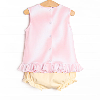 Harper Pima Diaper Set, Yellow and Pink Stripe