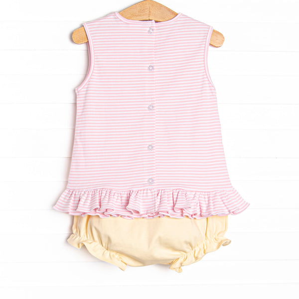 Harper Pima Diaper Set, Yellow and Pink Stripe