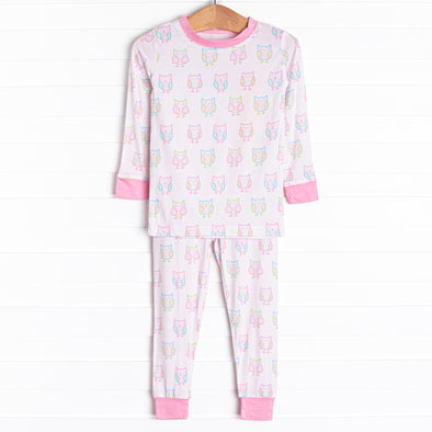 Night Owl Bamboo Pajama Set, Pink