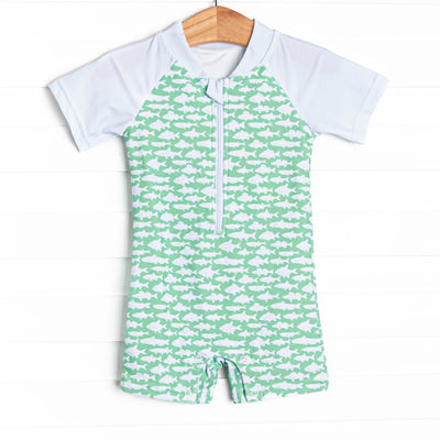 Lake Day One Piece Rash Guard, Green