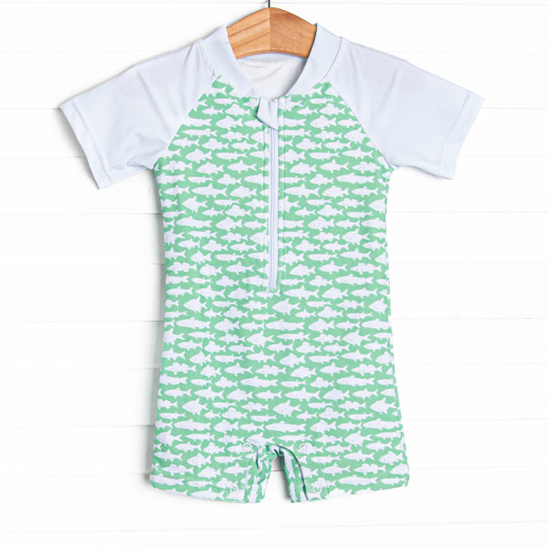 Lake Day One Piece Rash Guard, Green