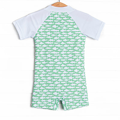 Lake Day One Piece Rash Guard, Green