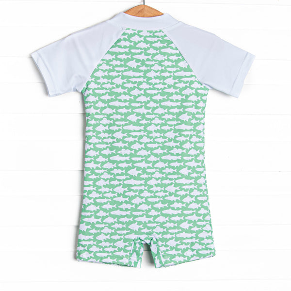 Lake Day One Piece Rash Guard, Green