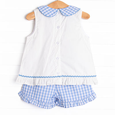 Beauty and Brains Applique Short Set, Blue
