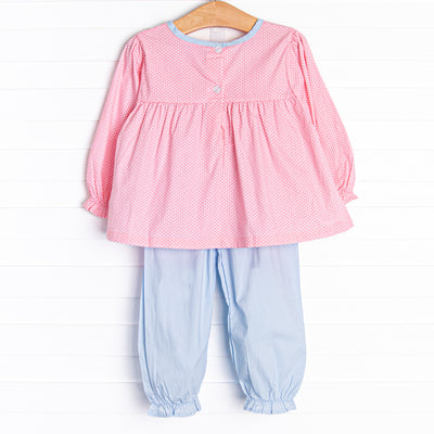 Spotted and Dotted Bloomer Pant Set, Pink