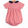 At the Ballpark Pima Embroidered Collared Bubble, Red Stripe