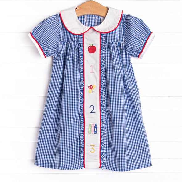 A+ Addition Embroidered Dress, Blue