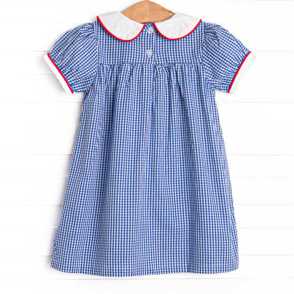 A+ Addition Embroidered Dress, Blue