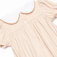 Turkey Trot Embroidered Girl Bubble, Tan