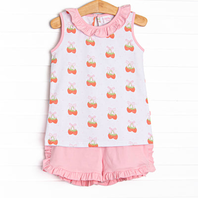 Strawberry Bundles Ruffle Short Set, Pink